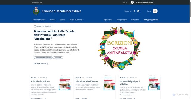Security scan screenshot of https://www.comune.monteronidarbia.si.it/