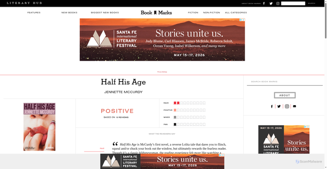 Security scan screenshot of https://bookmarks.reviews/reviews/half-his-age/