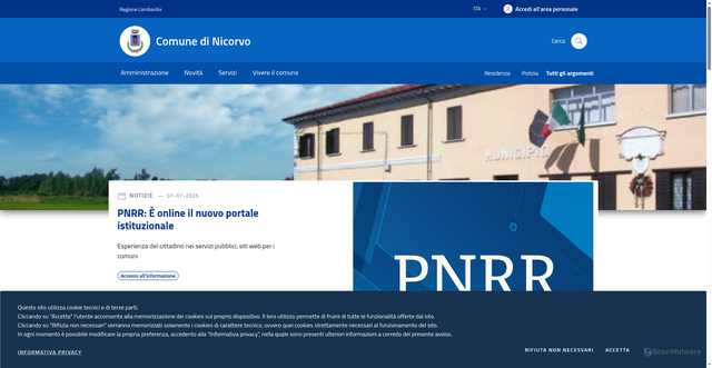 Security scan screenshot of https://www.comune.nicorvo.pv.it/