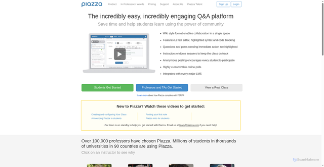 Security scan screenshot of https://piazza.com