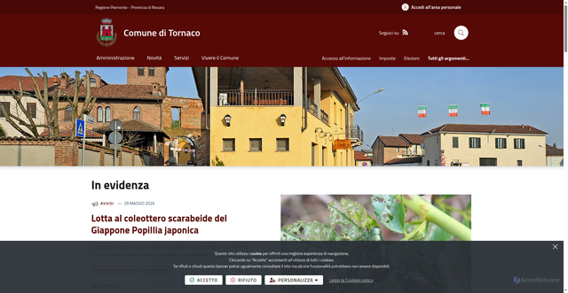 Security scan screenshot of https://www.comune.tornaco.no.it