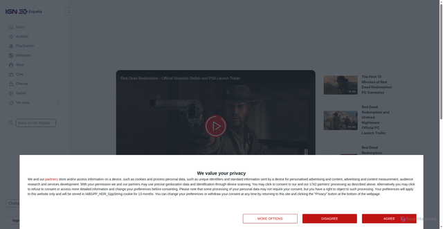 Security scan screenshot of https://es.ign.com/red-dead-redemption/206487/video/red-dead-redemption-official-nintendo-switch-and-ps4-launch-trailer
