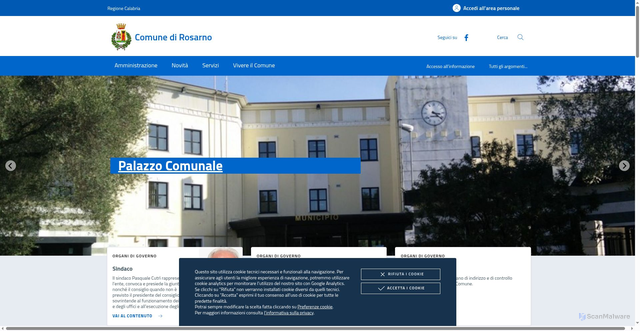 Security scan screenshot of https://www.comune.rosarno.rc.it/