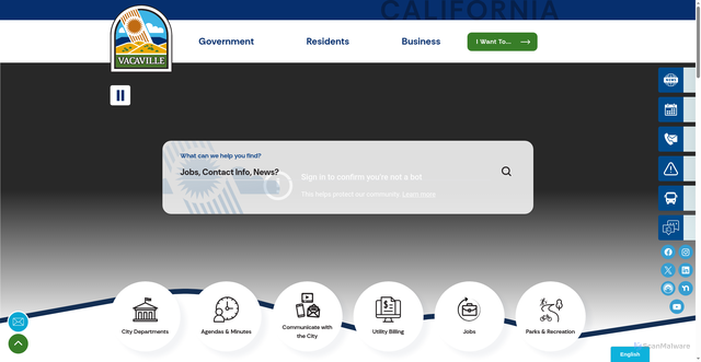 Security scan screenshot of https://www.cityofvacaville.gov/