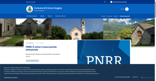 Security scan screenshot of https://www.comune.cornaimagna.bg.it/