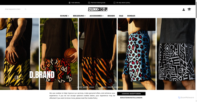 Security scan screenshot of https://dunkshop.at