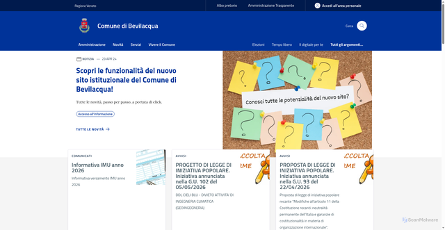 Security scan screenshot of https://www.comune.bevilacqua.vr.it