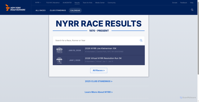 Security scan screenshot of https://results.nyrr.org/