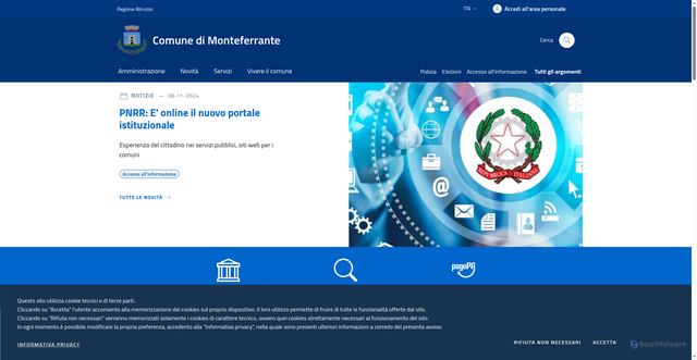 Security scan screenshot of https://www.comune.monteferrante.ch.it/