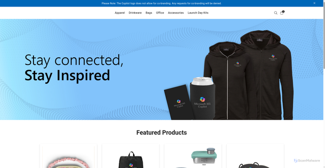 Security scan screenshot of https://www.m365copilotmerch.com/