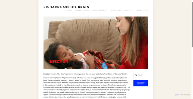 Security scan screenshot of https://www.richardsonthebrain.com/infection