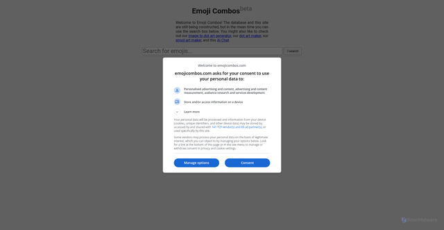 Security scan screenshot of https://emojicombos.com/