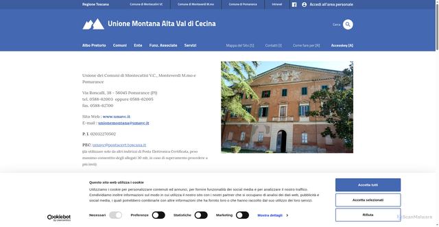 Security scan screenshot of https://www.umavc.it/