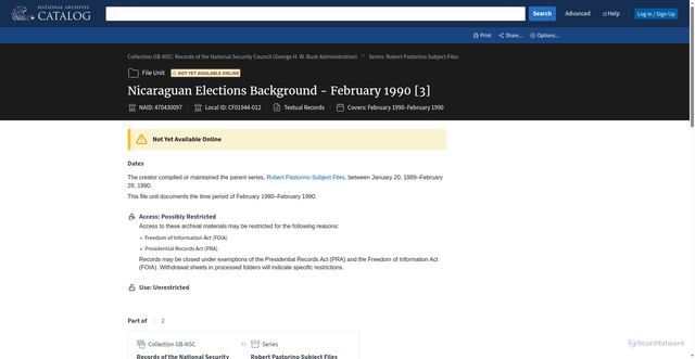 Security scan screenshot of https://catalog.archives.gov/id/470430097