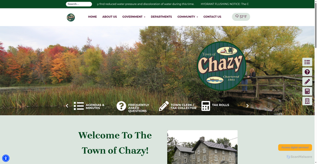 Security scan screenshot of https://townofchazyny.gov/