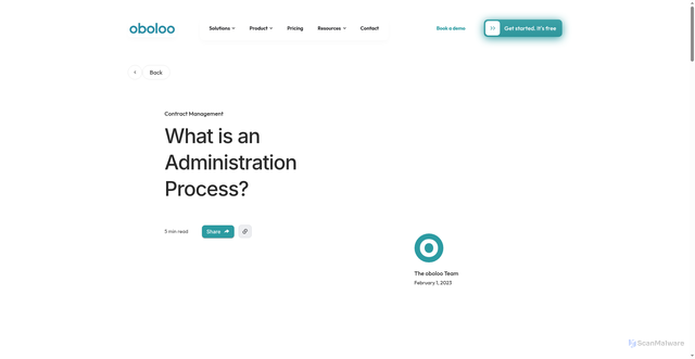 Security scan screenshot of https://oboloo.com/blog/what-is-an-administration-process