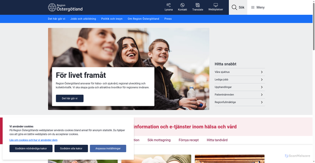 Security scan screenshot of http://regionostergotland.se