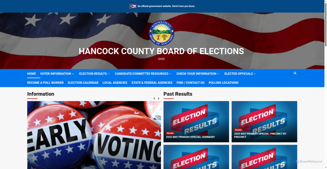 Security scan screenshot of https://hancockcountyohioelections.gov/