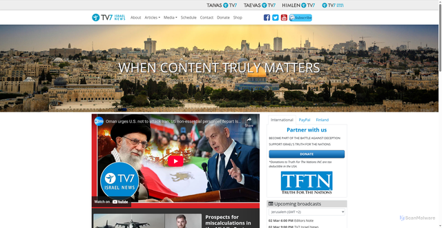 Security scan screenshot of https://www.tv7israelnews.com/