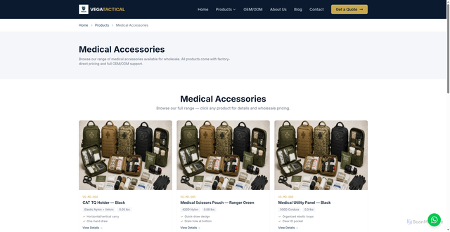 Security scan screenshot of https://vegatactical.pages.dev/products/ifak-medical/medical-accessories