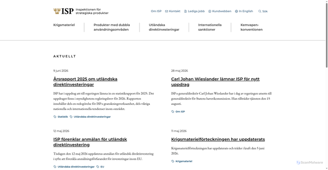 Security scan screenshot of https://www.isp.se
