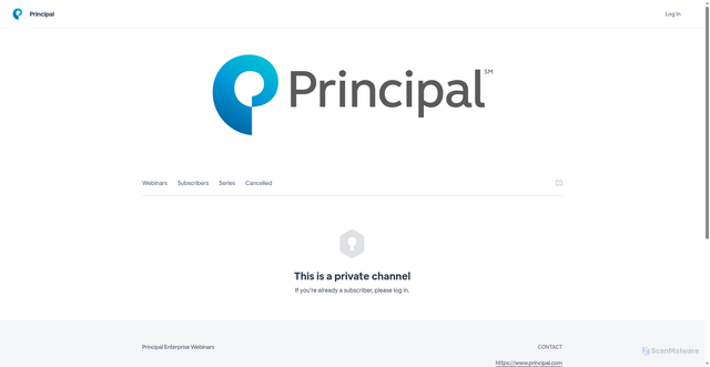 Security scan screenshot of https://webinars.principal.com