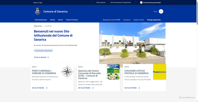 Security scan screenshot of https://www.comune.sanarica.le.it