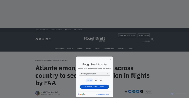 Security scan screenshot of https://roughdraftatlanta.com/2025/11/05/hartsfield-jackson-flight-reduction/