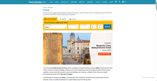 Security scan screenshot of https://www.franceguide.info/burgundy/cluny/