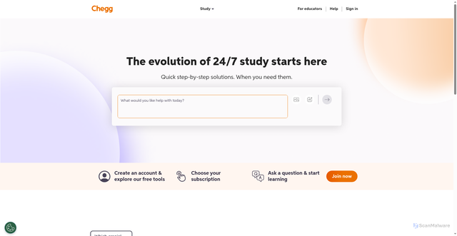 Security scan screenshot of https://www.chegg.com/