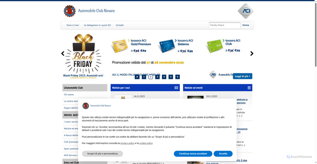 Security scan screenshot of https://novara.aci.it/
