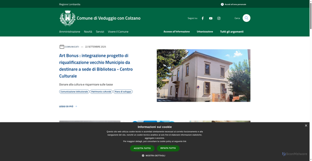 Security scan screenshot of https://www.comune.veduggioconcolzano.mb.it/it