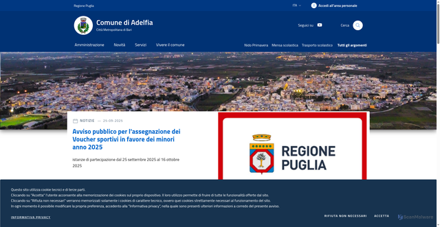 Security scan screenshot of https://www.comune.adelfia.ba.it/