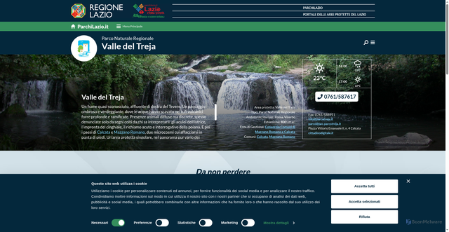 Security scan screenshot of https://www.parchilazio.it/valledeltreja