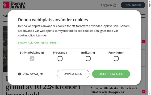 Security scan screenshot of https://www.dagensjuridik.se/