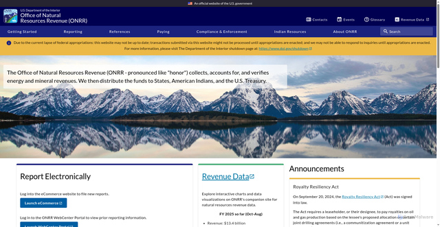 Security scan screenshot of https://onrr.gov/