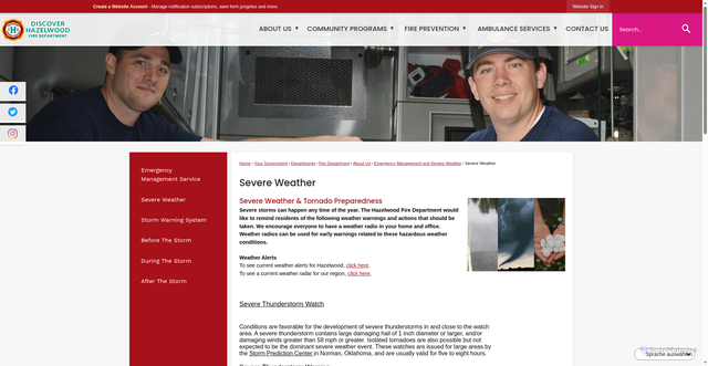 Security scan screenshot of https://www.hazelwoodmo.org/565/Severe-Weather