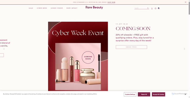 Security scan screenshot of https://www.rarebeauty.com/?srsltid=AfmBOoq40MXmVblqv4O3Jmj6KV7aorxWRG39E9avrnyZZsamwJQ5R4i0