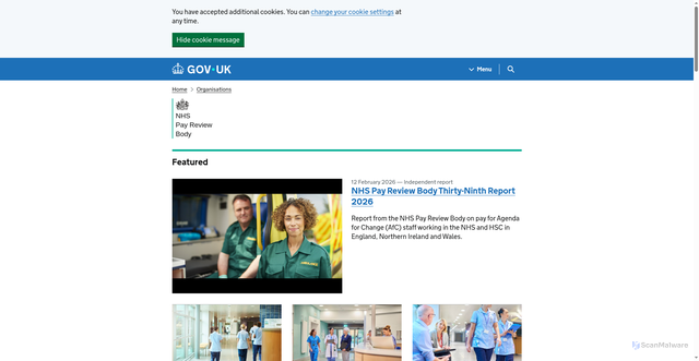 Security scan screenshot of http://www.ome.uk.com/example/NHS_Pay_Review_Body.aspx