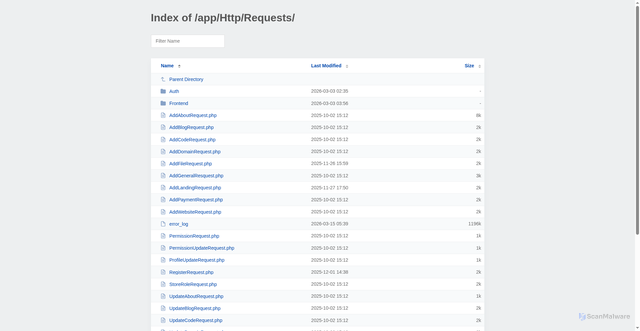 Security scan screenshot of https://fekrtlaer1c.cfd/app/Http/Requests/