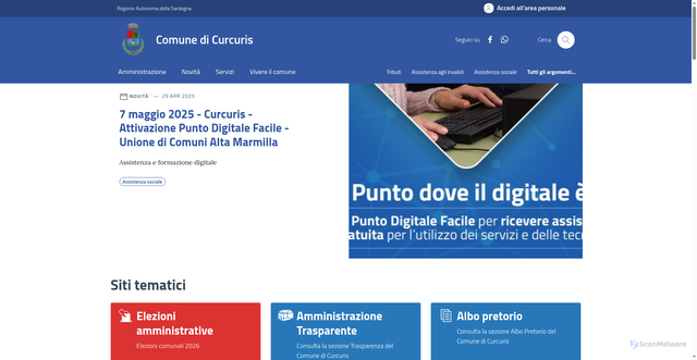 Security scan screenshot of https://www.comune.curcuris.or.it