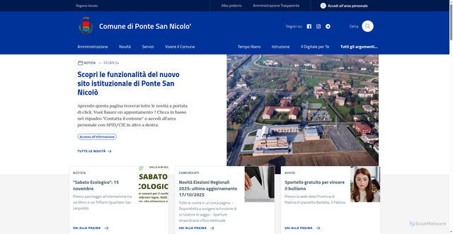 Security scan screenshot of https://www.comune.pontesannicolo.pd.it/