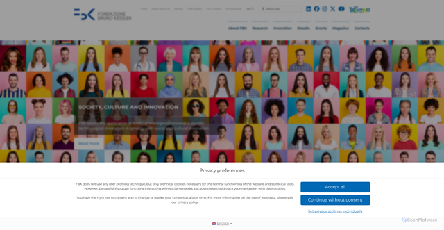 Security scan screenshot of https://www.fbk.eu/en/