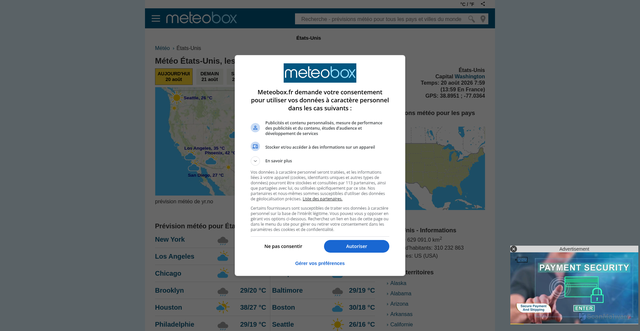 Security scan screenshot of https://meteobox.fr/etats-unis/