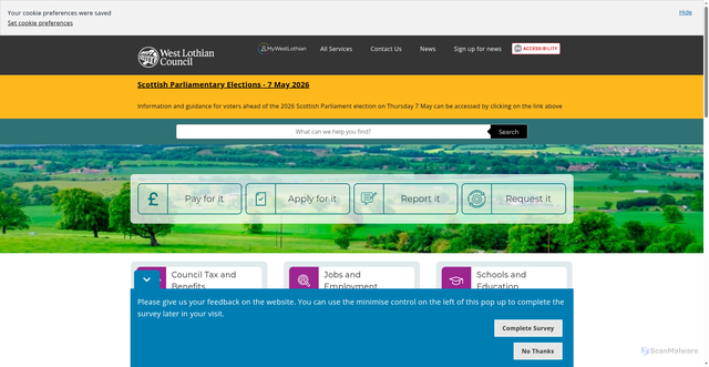 Security scan screenshot of https://westlothian.gov.uk