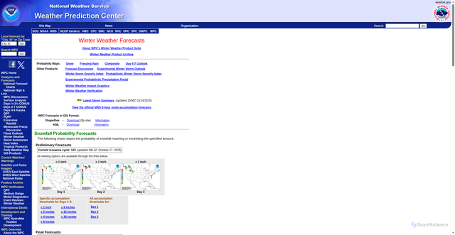 Security scan screenshot of https://www.wpc.ncep.noaa.gov/wwd/winter_wx.shtml
