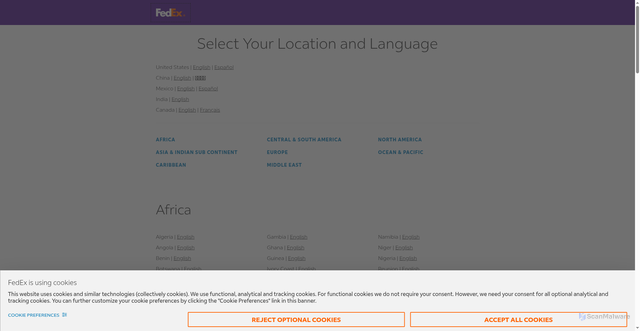 Security scan screenshot of https://www.fedex.com/