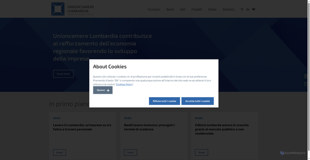 Security scan screenshot of https://www.unioncamerelombardia.it/