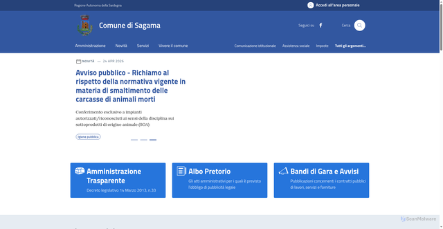 Security scan screenshot of https://www.comune.sagama.or.it