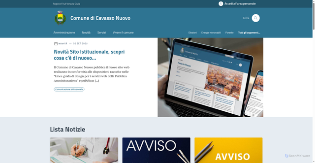 Security scan screenshot of https://www.comune.cavassonuovo.pn.it